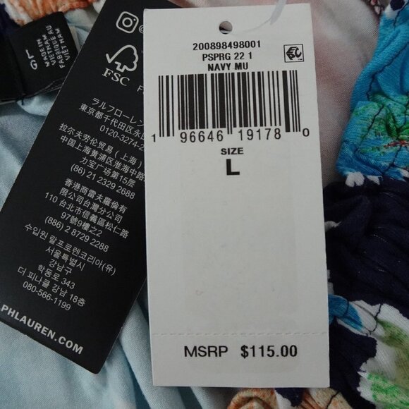 Ralph Lauren Floral Top Women's Size L Multicolor Ruffle Peplum Off the Shoulder - Picture 8 of 10